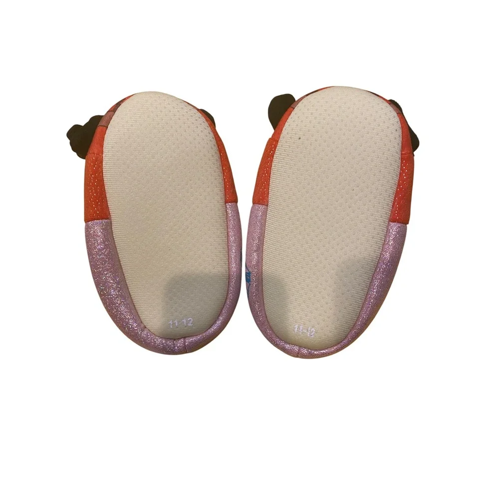 Disney Princess Moana‎ Girls Plush 3D Character Slippers Orange Pink 11-12 NEW